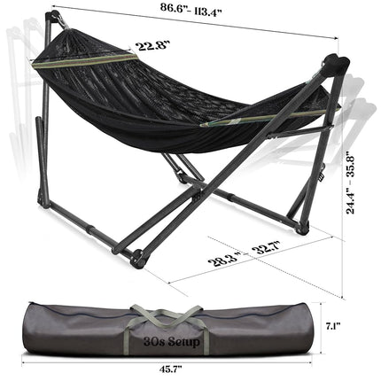 Tranquillo Hammock Stand, Instant 30s Foldable Hammock with Stand, Black