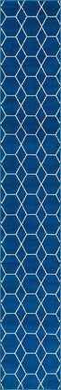 Unique Loom Trellis Frieze Collection Lattice Moroccan Geometric Modern Navy Blue Runner Rug (2' 0 x 13' 0)