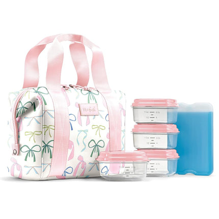 Fit & Fresh Neoprene Lunch Bag For Women, Insulated Womens Lunch Bag For Work, Tear & Stain Resistant Large Lunch Box For Women With Containers and Ice, Machine Washable Remi Bag, Dainty Bows