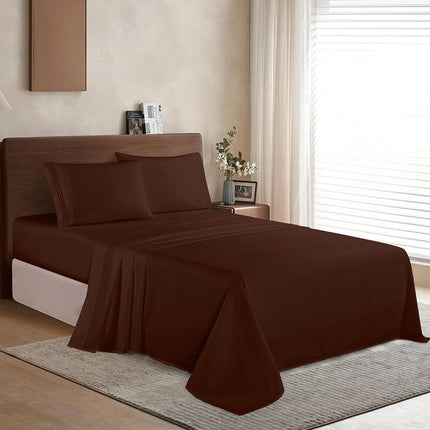 Elegant Comfort Luxurious Soft 1500 Thread Count Egyptian Quality 4-Piece Bed Sheet Set Wrinkle and Fade Resistant Bedding Set, Deep Pocket up to 16inch, California King, Chocolate Brown