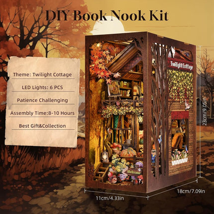 ETKVR Book Nook Kit, DIY 3D Wooden Puzzle Bookend Booknook