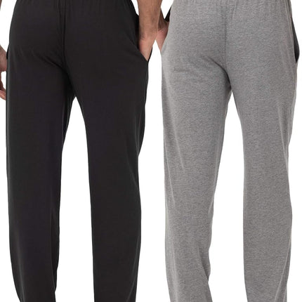 Fruit of the Loom Men's Jersey Knit Sleep Pants Extended Sizes (1 & 2 Packs) Pajama Bottoms, Black/Grey (Pack of 2), 6X