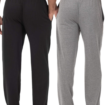 Fruit of the Loom Men's Jersey Knit Sleep Pants Extended Sizes (1 & 2 Packs) Pajama Bottoms, Black/Grey (Pack of 2), 6X
