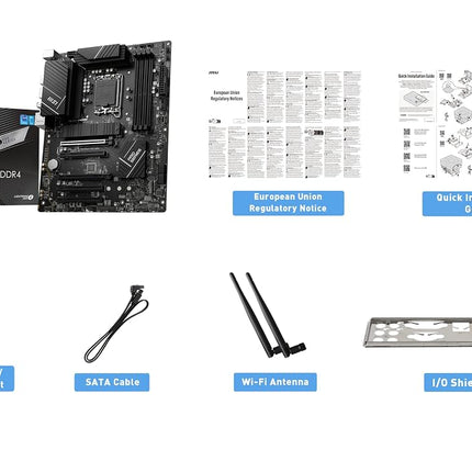 MSI PRO B760-P WIFI DDR4 Motherboard, ATX - Supports Intel 14th, 13th & 12th Gen Core Processors, LGA 1700 - DDR4 Memory Boost 5333+MHz/OC, PCIe 4.0 x16 Slots, M.2 Gen4 Slots, 2.5G LAN, Wi-Fi 6E