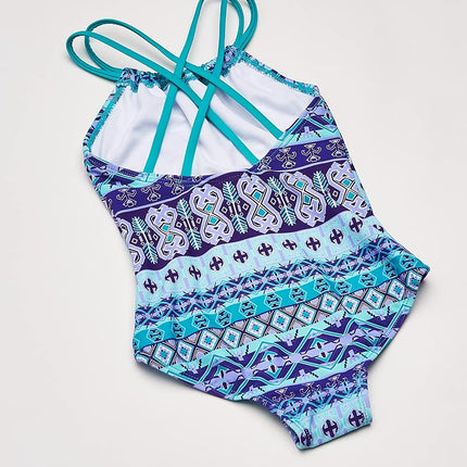 Kanu Surf Girls' Big Mahina Halter Beach Sport 1-Piece Swimsuit, Purple, 10