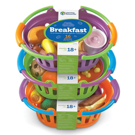 Learning Resources New Sprouts Breakfast, Lunch and Dinner Baskets, Pretend Play Toy for Toddlers, Preschool Learning Toys, Kitchen Play Toys for Kids