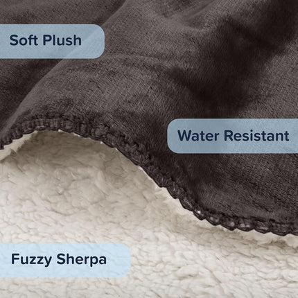 PETMAKER Dog Blanket - 60x80in Reversible Sherpa Blanket - Throw Blankets for Bed, Couch, Crate, or Car - Machine Washable Puppy Essentials (Cream)