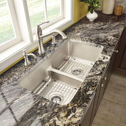 Moen GA726 12" X 14" Stainless Steel Bottom Sink Grid with Center Drain, Fits 14"x16" Sinks, Stainless Steel