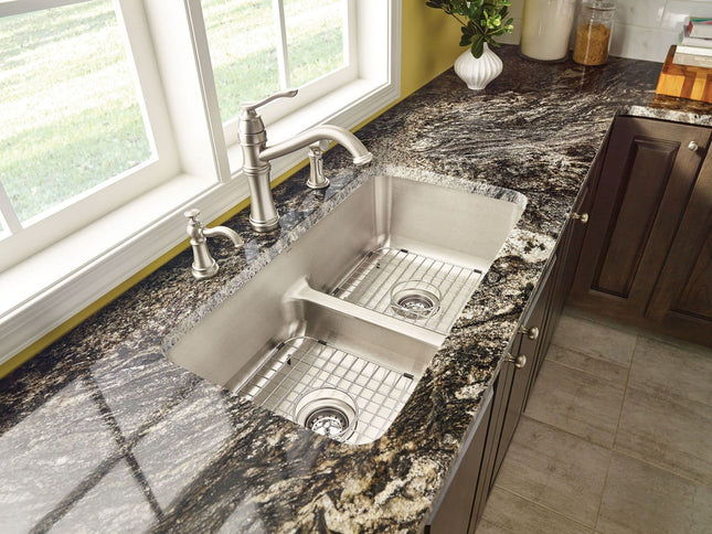 Moen GA726 12" X 14" Stainless Steel Bottom Sink Grid with Center Drain, Fits 14"x16" Sinks, Stainless Steel