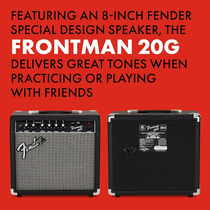 Ampli guitare Fender Frontman 20G, 20 Watts, avec garantie de 2 ans Haut-parleur Fender Special Design de 6 pouces, Noir