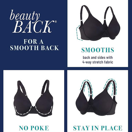 Soutien-gorge Vanity Fair Beauty Back lissant pour femme avec dentelle, bonnets légèrement doublés jusqu'à la taille DD, tissu extensible dans 4 directions, opaque, Blush cuivré, 85E, Blush cuivré, 38DD