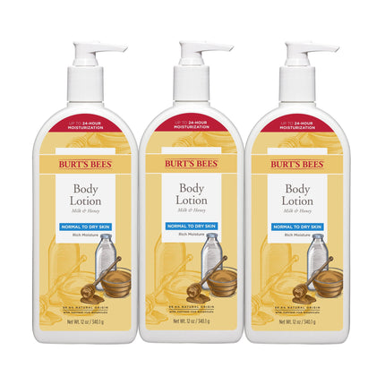 Burt's Bees Leche y Miel Loción Corporal - Botella de 12 Onzas