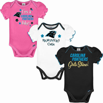 NFL Green Bay Packers Girls 20183 Pack Bodysuit, Pink, 0-3 Months