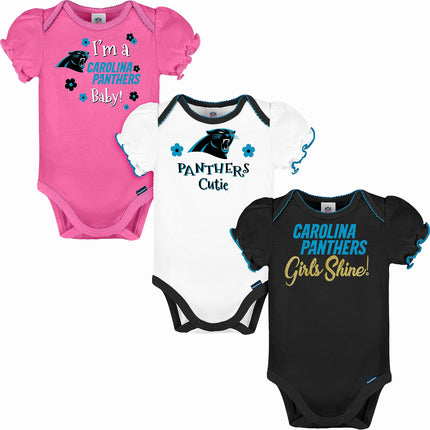 NFL Baby-Girl 3 Pack Short Sleeve Bodysuit, Team C