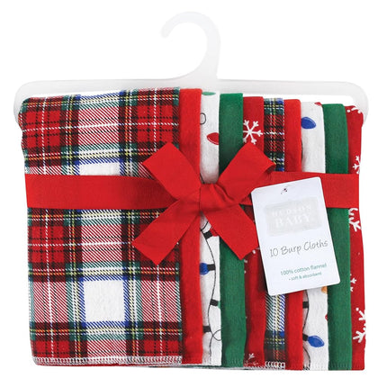 Bavoirs en flanelle de coton pour bébé unisexe Hudson Baby, tartan blanc, taille unique