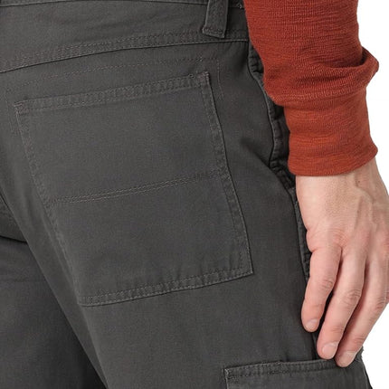 Wrangler Authentics Men's Fleece Lined Cargo Pant, Anthracite Twill, 42W x 30L