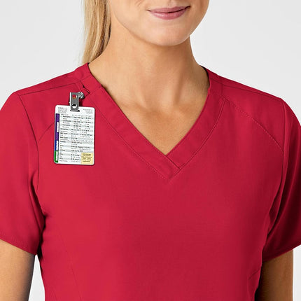 WonderWink Women's Stylized V-Neck Top, Red, Medium