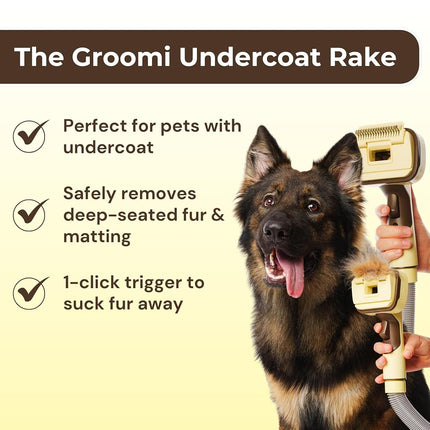 Groomi Vacuum Pet Brush Kit – 3-in-1 Dog & Cat Grooming Tool with Self-Cleaning Deshedding Brush – Universal Vacuum Attachment, Pet Hair Remover for Shedding, All Coat Types, Works with Dyson