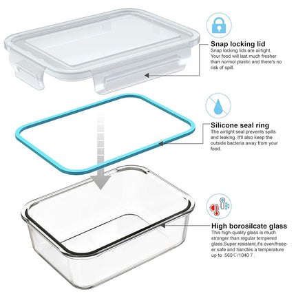 10 Pack Glass Meal Prep Containers, Food Storage Containers with Lids Airtight, Glass Storage Container Set with Lid for Food, Bpa-free, Leak-proof, Microwave Oven Freezer Dishwasher Safe creamy white
