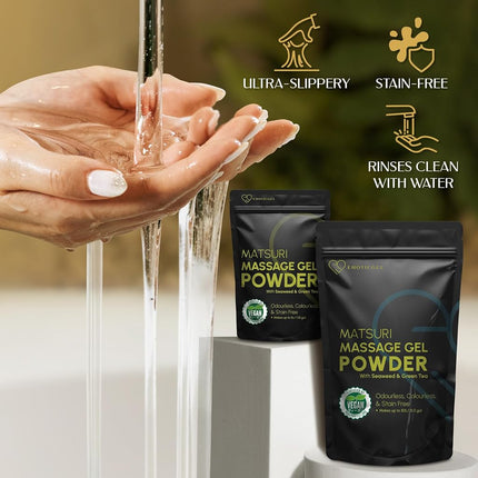 Japanese Nuru Massage Gel Powder Matsuri 50g, Seaweed, Resealable, Makes 5L