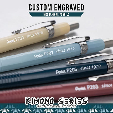 Pentel Sharp Mechanical Pencil, Limited Edition Kimono Colors Box Set, 0.3mm, 0.5mm, 0.7mm, 0.9mm Point Sizes Included, (P200JPBXSET)