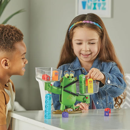 Learning Resources Blockzee Children's Math Game, Ages 3-7, Includes Interactive Scale, 61 MathLink Cubes, 10 Challenge Cards, Educational Game to Learn More Than Less Than Equal