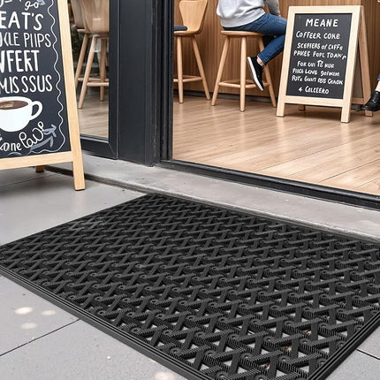 DEXI Front Door Mat, Non Slip Doormat Outside, 60 x 90 cm, Black