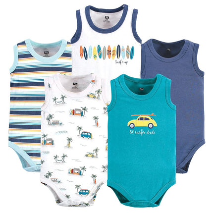 Hudson Baby Unisex Baby Cotton Sleeveless Bodysuits, Surfer Dude, 9-12 Months
