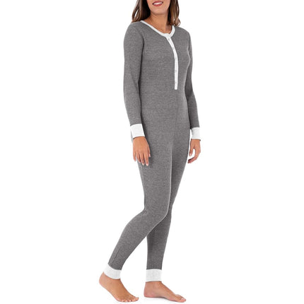 Fruit of the Loom Womens Micro Waffle Premium Thermal Union Suit, Smoke Heather, 4X