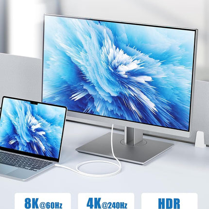 [Intel Certified] Cable Matters 40Gbps Thunderbolt 4 Cable 1m with 8K Video and 240W Charging in White - Backwards Compatible with USB4 Thunderbolt 3 Cable and USB-C