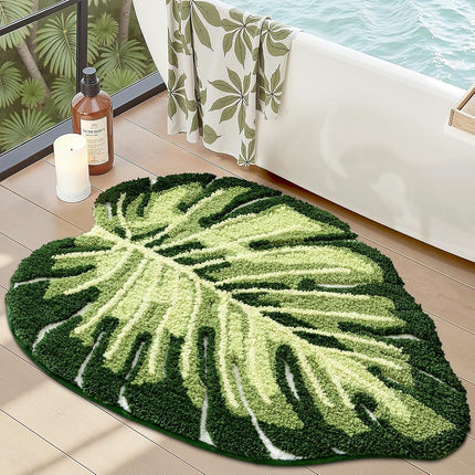 LUMI Leaf Bathroom Rug, Non Slip Absorbent Washabl
