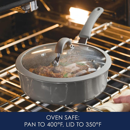 Rachael Ray Cook + Create Nonstick Sauté Pan with Lid, 3 Quart, Gray