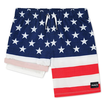 Hurley Boys' Pull on Swim Trunks, Americana, Medium
