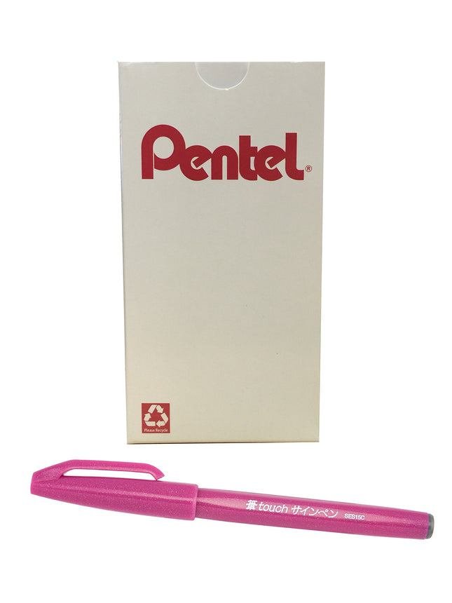 Pentel Arts Sign Pen Touch, Fude Brush Tip, Pink I
