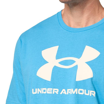 Under Armour Men's Sportstyle Logo Short Sleeve T Shirt, (452) Ether Blue / / Stone, XL