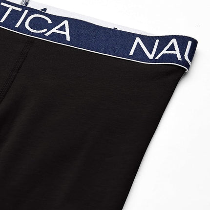 Nautica Men's Cotton Stretch 4 Pack Boxer Brief, Black, Large