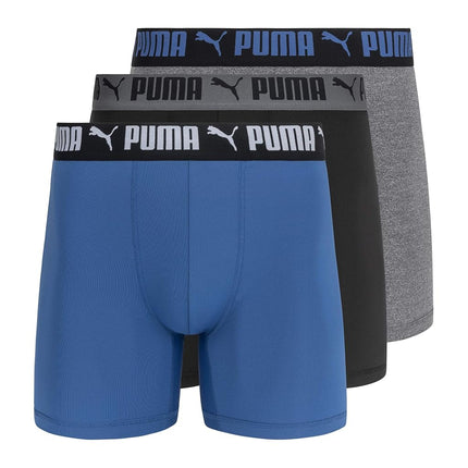 PUMA Men's 3 Pack Athletic Fit Boxer Briefs, Star 