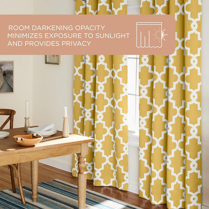 Exclusive Home Curtains Ironwork Woven Blackout Grommet Top Panel Pair, Sundress Yellow, 52x84, 2 Piece
