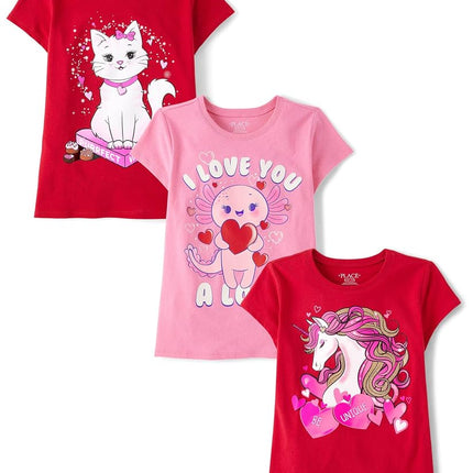 The Children's Place,Camisetas estampadas de manga corta, paquete de 3 del Día de San Valentín, XXG