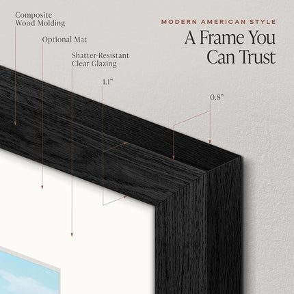 Americanflat 28x40 Poster Frame - Black Engineered Wood with Polished Plexiglass - Matted to 24x36 Photo Size - Hudson Collection - Wide Picture Frame for Wall Display - Black