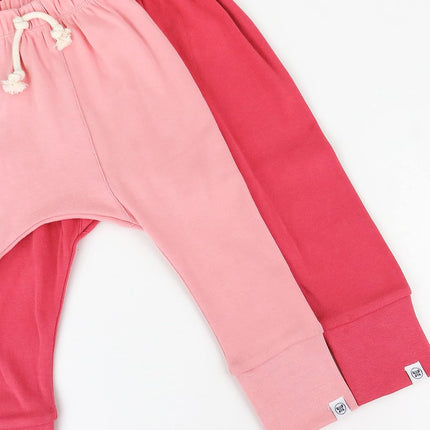 HonestBaby Multipack Honest Pants Joggers Pull on 100% algodón orgánico para bebés y niños pequeños, niños, niñas, unisex, Pink Ombre, 18 meses