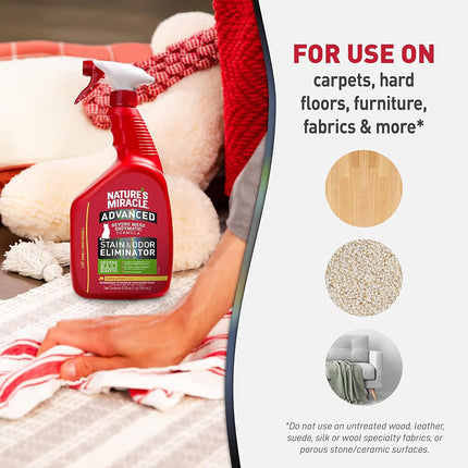 Nature’s Miracle Advanced Cat Stain And Odour Eliminator, Sunny Lemon Scent, 946ml, Severe Mess Enzymatic Formula, Pet Urine Destroyer, Multi-Surface Cleaner - Use On Carpet & Furniture, Trigger Spray