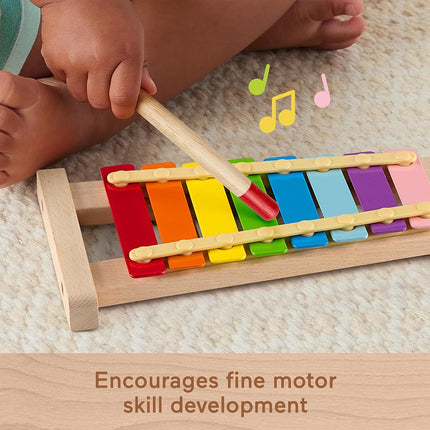 Fisher-Price Wood Toddler Toy Xylophone, Wooden Musical Instrument for Developmental Play Preschool Kids Ages 2+ Years, HXV13