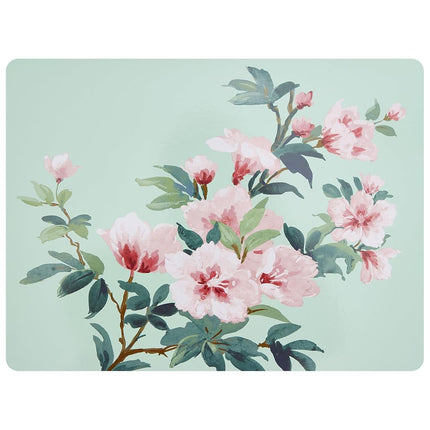 Laura Ashley Cork Placemats 16 x 12-inch for Kitchen and Dining Tables, Heat Resistant, Durable, Easy Clean, Set of 4, Blossom Branch