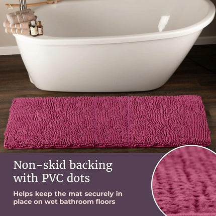 Bedford Home Memory Foam Shag Bath Mat 2-Feet by 5-Feet, Pink