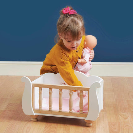 Le Toy Van Honeybake Collection Sleigh Baby Cot Premium Wooden Toys for Kids Ages 3 Years & Up
