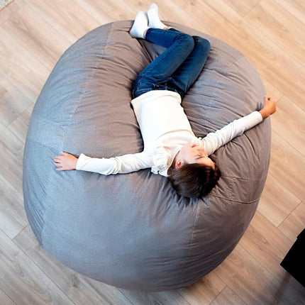 Big Joe 0030658 Kid's Fuf Filled Chair, Fog Lenox Shredded Foam Bean Bag, Gray