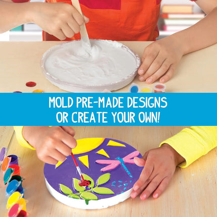 Made By Me Mix & Mold Stepping Stones, Make 4 DIY Personalized 7-Inch Ceramic Stepping Stones, Includes 3D Mold, Ceramic Paints, Ceramic Tiles, & Assorted Gems, Paint Your Own Stepping Stones