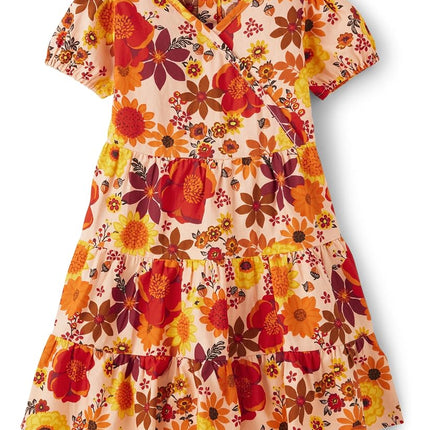 Gymboree Girls' and Toddler Short Sleeve Casual Printed Dresses, Harvest Fall Flowers, 10