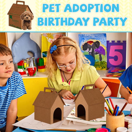 24pcs Large Dog Party Favors Boxes, DIY Adopt a Puppy Party Themed Boxes Foldable Dog Pet Gift Stuff for Birthday Decorations (Light Brown, Kraft Paper)